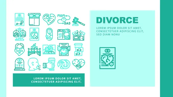 Divorce Couple Canceling Marriage Landing Web Page Header Banner Template — 스톡 벡터