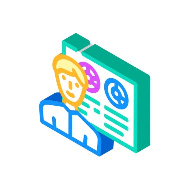 Düşünceleri paylaşan iş danışmanı izometrik ikon vektör çizimi