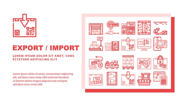 Export Import Transportation Landing Web Page Header Banner Template Vector — 스톡 벡터