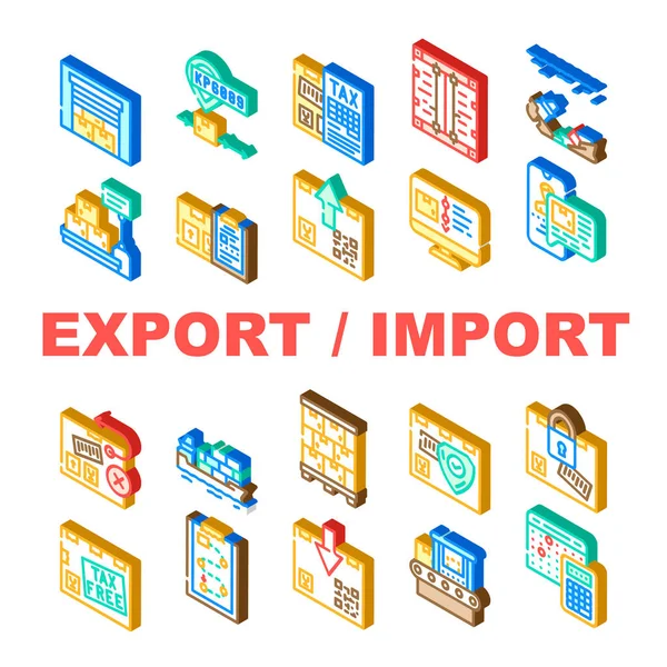 Exporteren Importeren Iconen Set Vector Exporteren Importeren Goederen Documenten Verzending — Stockvector