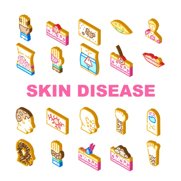 Skin Disease Human Health Problem Icons Set Vector Fitofotodermatite Psoríase —  Vetores de Stock