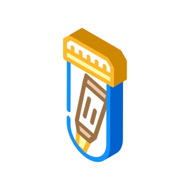 Konteynır izometrik ikon vektöründeki yapıştırıcı. Konteynır işaretine yapıştırıcı. izole edilmiş sembol çizimi