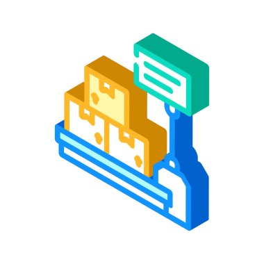 Ekipman izometrik ikon vektörünü ölçeklendirir. Malzeme tabelaları. izole edilmiş sembol çizimi