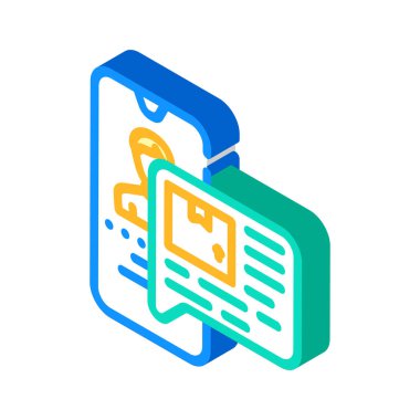 Parsel izometrik ikon vektörünü çağırın. Paket işareti iste. izole edilmiş sembol çizimi