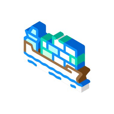 Konteyner gemisi izometrik ikon vektörü. Konteyner gemisi işareti. izole edilmiş sembol çizimi