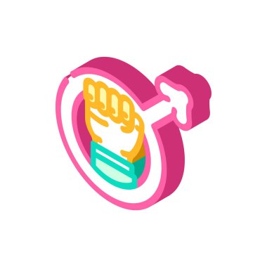 feminizm sosyal hareket izometrik ikon vektörü. Feminizm sosyal hareket işareti. izole edilmiş sembol çizimi