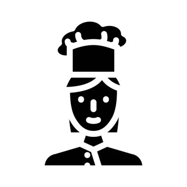 Aşçı kadın kabartma simgesi çizimi