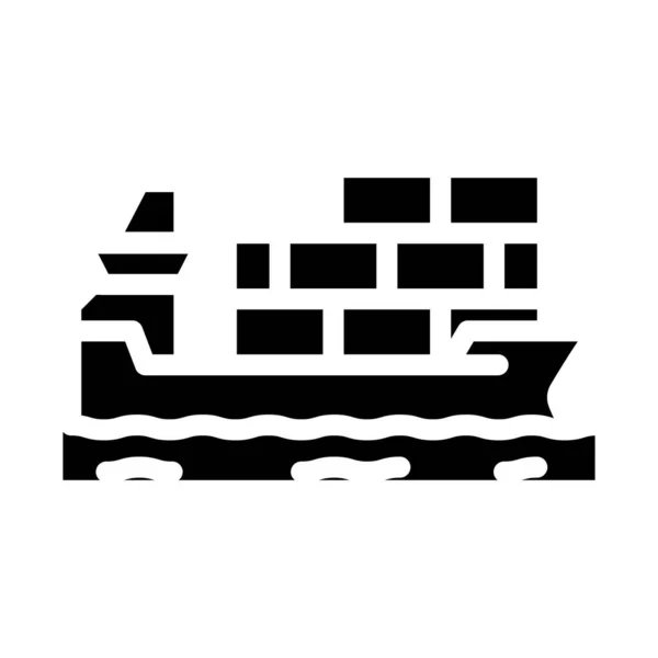 Contenedor nave glifo icono vector ilustración — Vector de stock
