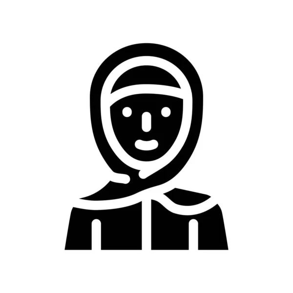 Hijab vrouw kleding glyph pictogram vector illustratie — Stockvector