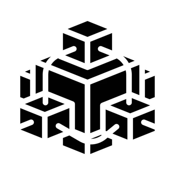 Blockchain cripto moneda glifo icono vector ilustración — Archivo Imágenes Vectoriales