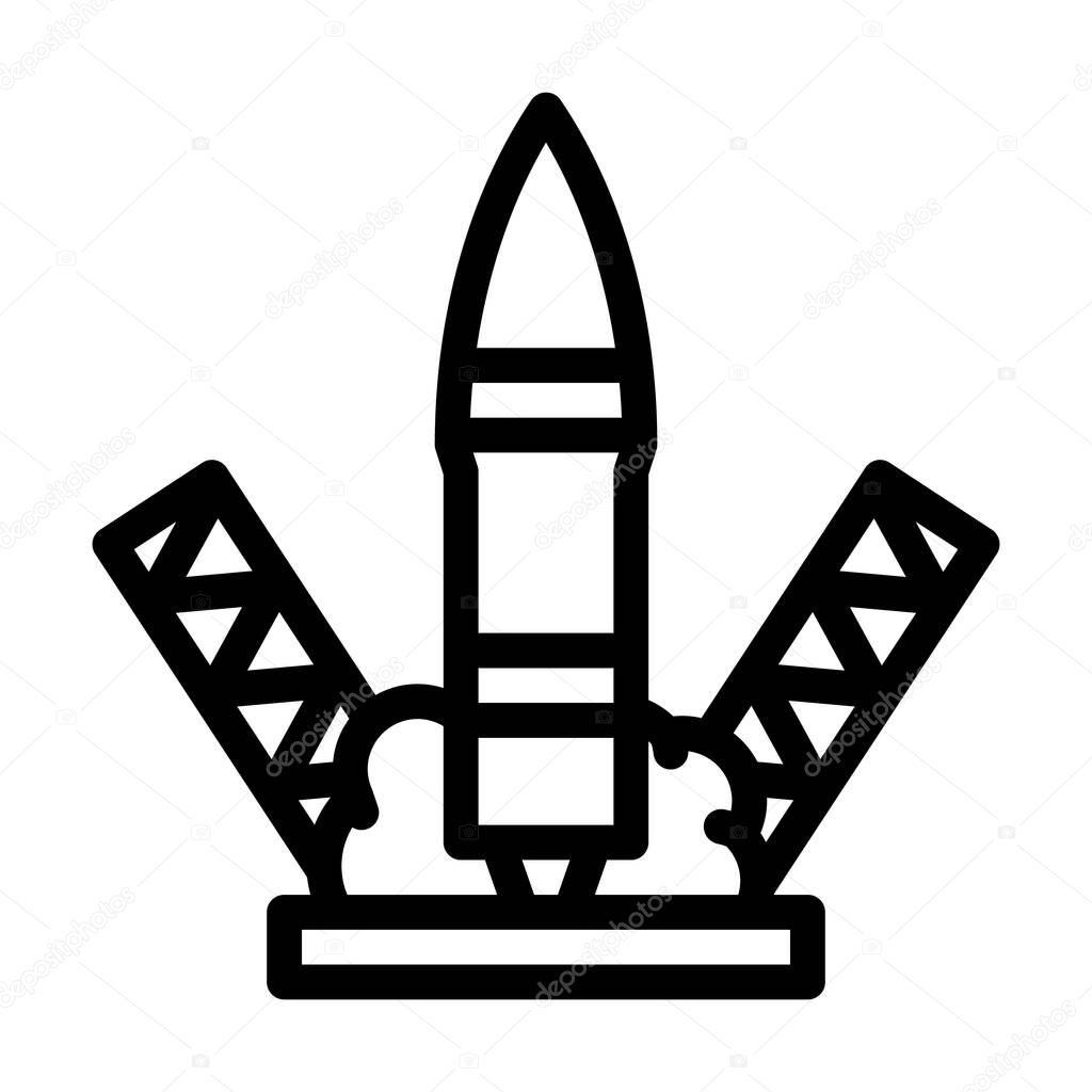 rocket launch line icon vector illustration