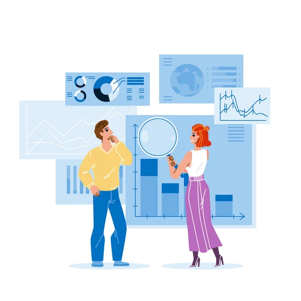 Homme et femme gestionnaires de données de surveillance vecteur — Image vectorielle