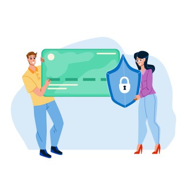 Güvenli Alışveriş ve Banka Kartı Bilgi Vektörü