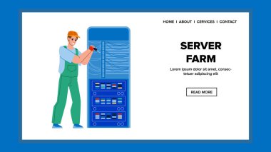 Sunucu Çiftliği Bakım Hizmetleri İşçi Vektörü