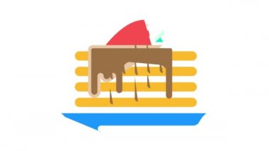 Büfe Yemekleri ve İçecekler Renk Simgesi Canlandırması