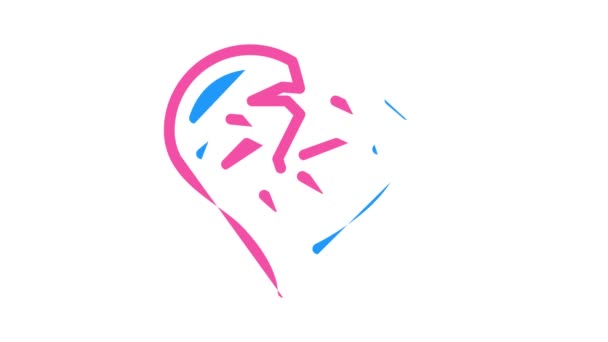 Bruten hjärta skilsmässa färg ikon animation — Stockvideo
