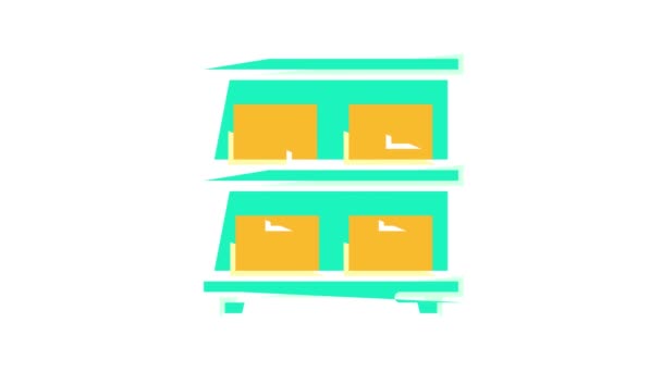 Warehouse shelves color icon animation — Stock Video