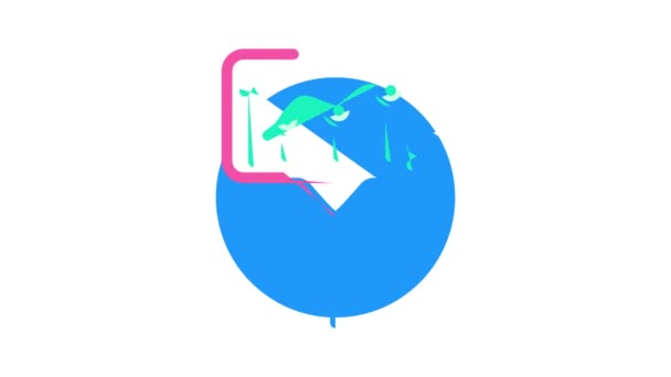 Business global color icon animație — Videoclip de stoc