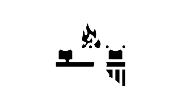 Branden brug en scheidingslijn pictogram animatie — Stockvideo