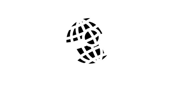 Globe for researching business globalization line icon animation — Stock Video