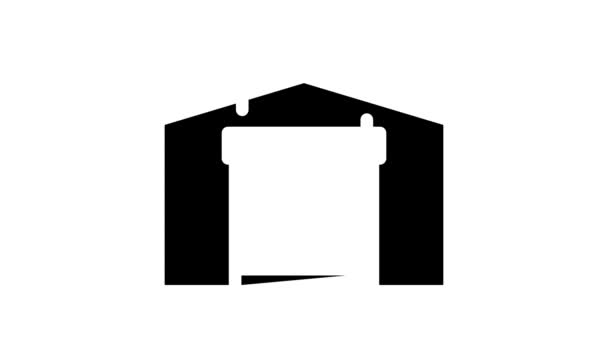谷仓金属框架线图标动画 — 图库视频影像