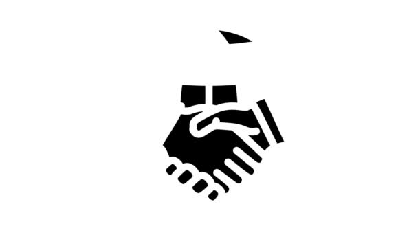 Internationale Partnerschaft Glyphen-Ikone Animation — Stockvideo