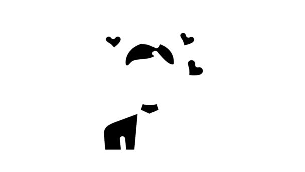 Liefde man glyph pictogram animatie — Stockvideo