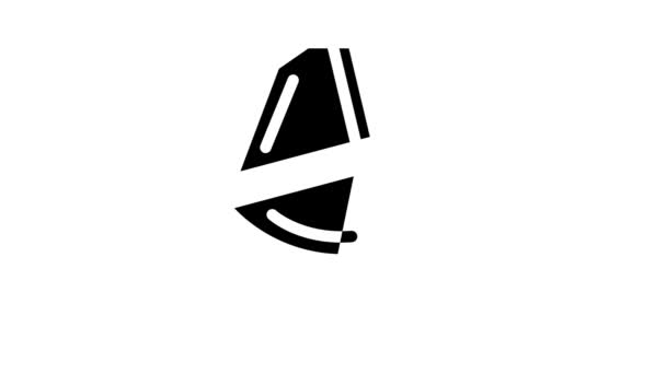 Windsurfen water sport glyph pictogram animatie — Stockvideo