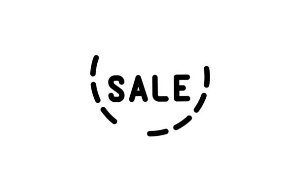 Animace ikon řádku prodeje samolepky — Stock video