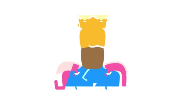 King man kleur pictogram animatie — Stockvideo