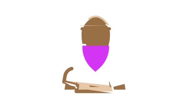 Bandit man color icon animation — Stock Video