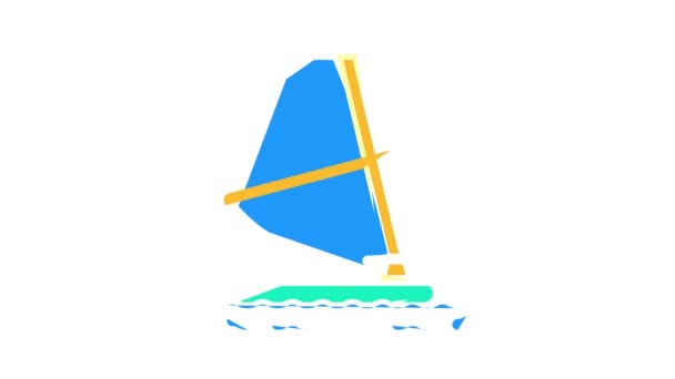 Windsurfen Wassersport Farbe Symbol Animation — Stockvideo