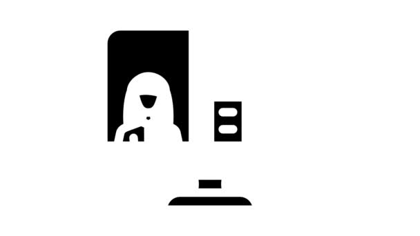 Business video conference glyph icon animation — 비디오