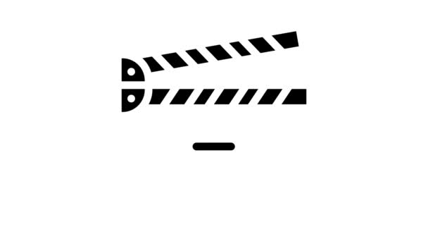 Анимация иконки глифа инструмента clapperboard — стоковое видео