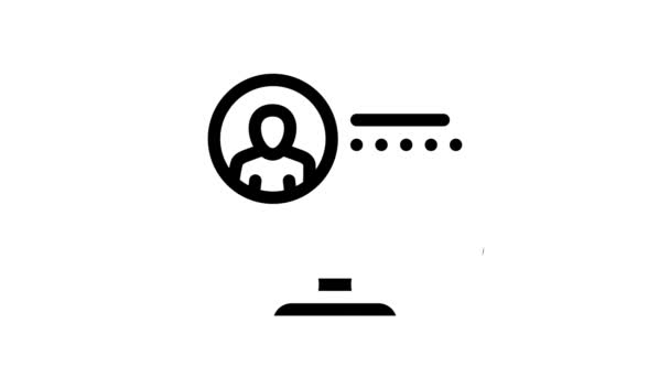 Login y contraseña para la animación de iconos de línea de videoconferencia — Vídeo de stock