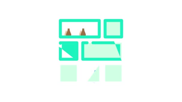 Shelves furniture color icon animation — Stock Video