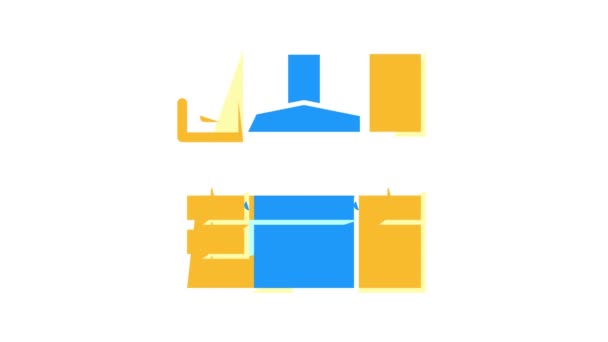 Muebles de cocina color icono animación — Vídeo de stock