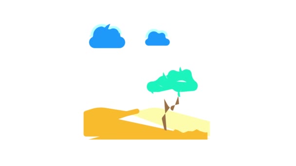 Afrykańska sawanna krajobraz kolor ikona animacja — Wideo stockowe