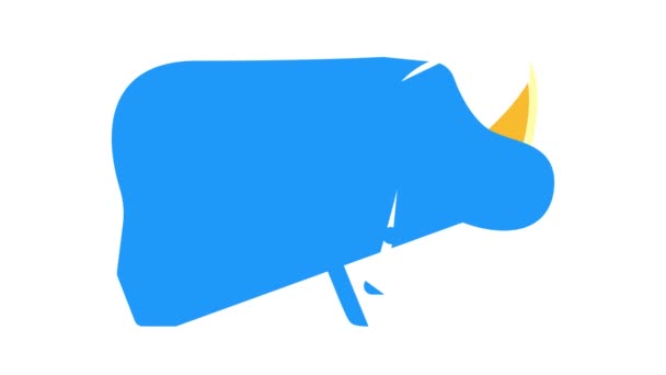 Rhinoceros animal color icon animation — Stock Video