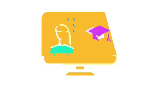 Educación remota video conferencia color icono animación — Vídeo de stock