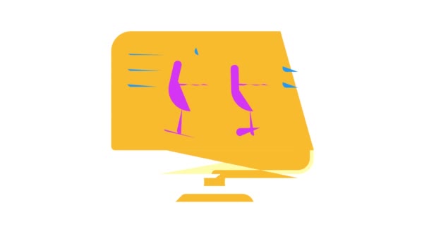 Celebração on-line via animação ícone de cor de chamada de vídeo — Vídeo de Stock