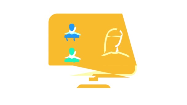 Animace barevné ikony počítačového softwaru videokonference — Stock video