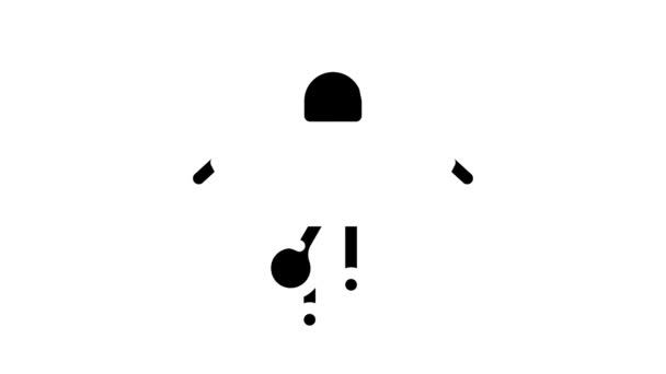 Koeksklok glyph pictogram animatie — Stockvideo