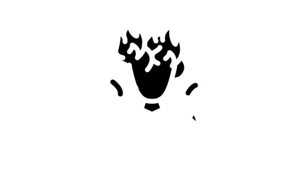 Burning man fantasy character line icon animation — Stock Video
