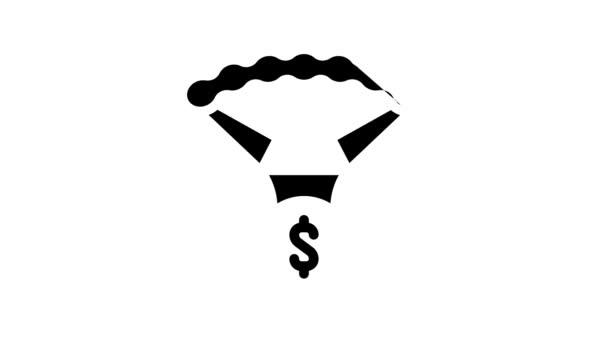 Parachute fiscale lijn pictogram animatie — Stockvideo