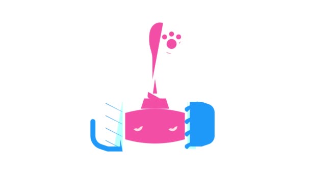 Juguete electrónico para mascotas en la animación icono de color de la rueda — Vídeo de stock