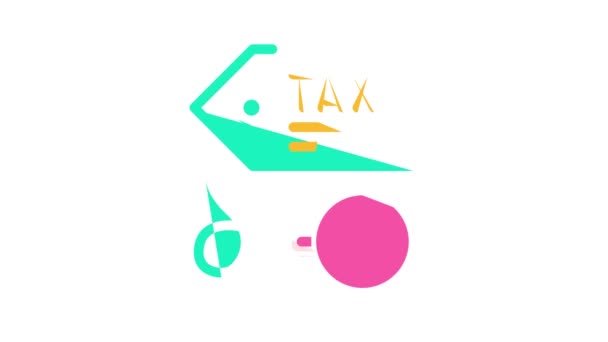 Rechtsstreitigkeiten Steuer Farb-Icon Animation — Stockvideo
