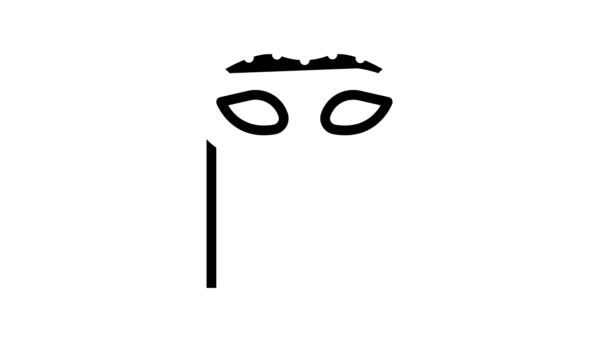 Maska twarzy tancerz linia ikona animacja — Wideo stockowe
