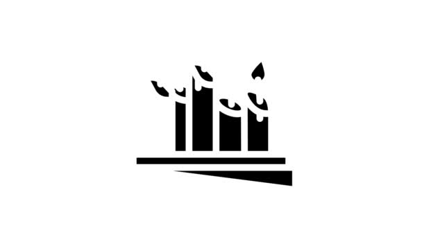 Kerk kaarsen lijn pictogram animatie — Stockvideo