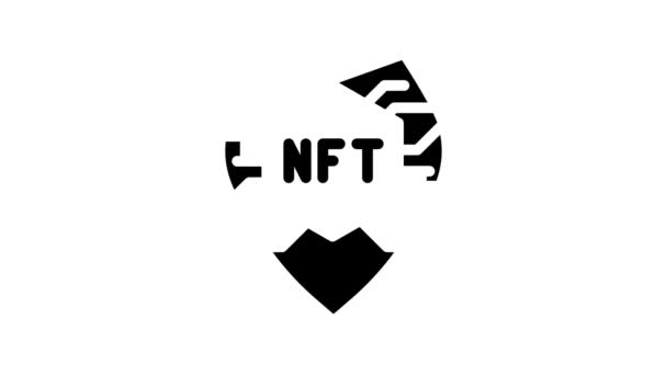 Nft shield line icon animation — Stockvideo